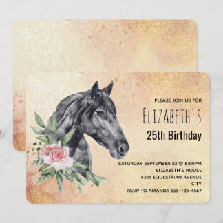 Schönes Pferd Kopf in Watercolor Geburtstag Einladung