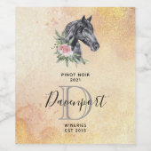 Schönes Pferd Kopf Wasserfarbener Wein Weinetikett (Einzelnes Label)