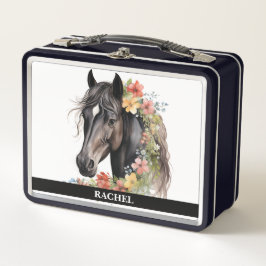 Schönes Pferd mit Blume Metall Brotdose