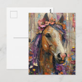 Schönes Pferd mit Blume Postkarte (Vorne/Hinten)