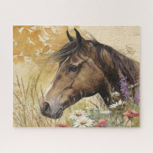 Schönes Pferd mit Blumen Puzzle