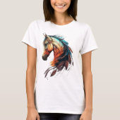 Schönes Pferd mit Federn T-Shirt (Vorderseite)