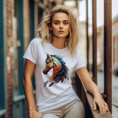 Schönes Pferd mit Federn T-Shirt
