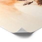 Schönes Pferd mit Hübschen Blume Wasserfarbe Poster (Ecke)