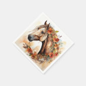 Schönes Pferd mit Hübschen Blume Wasserfarbe Serviette (Ecke)