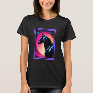 Schönes Pferd mit lebendigem Sonnenuntergang-Desig T-Shirt