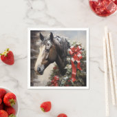 Schönes Pferd mit Winterkraut Weihnachten Serviette (Beispiel)