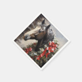 Schönes Pferd mit Winterkraut Weihnachten Serviette (Ecke)