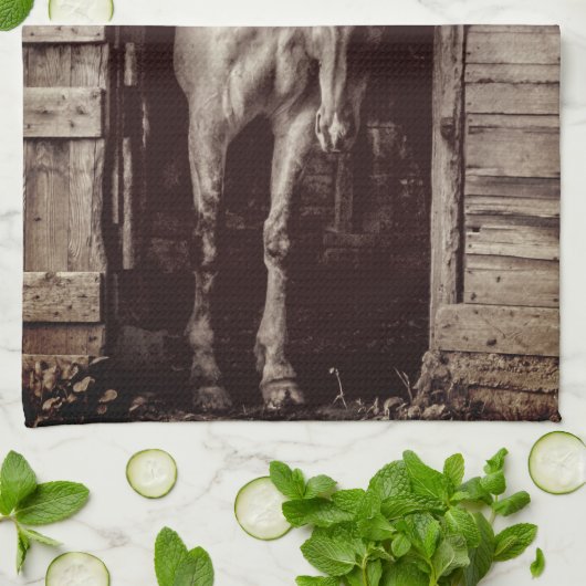 Schönes Pferd Rustikales Bauernhaus Brown Geschirrtuch (Gefaltet)