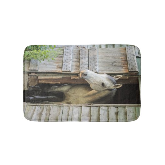 Schönes Pferd & Rustikales Stall Badematte (Vorderseite)