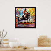 Schönes Pferd Springen Digital Oil Painting Style Poster (Küche)