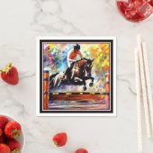 Schönes Pferd Springen Digital Oil Painting Style Serviette (Beispiel)