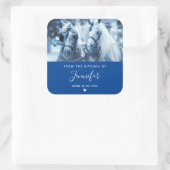 Schönes Pferd-Team Winter Foto Küche Quadratischer Aufkleber (Tasche)