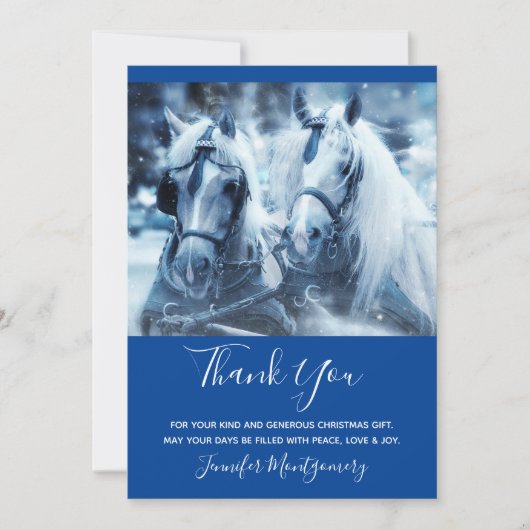 Schönes Pferd Team Winter Foto Vielen Dank Dankeskarte (Vorderseite)