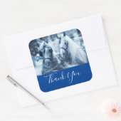 Schönes Pferd Team Winter Foto Vielen Dank Quadratischer Aufkleber (Umschlag)