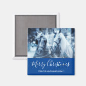 Schönes Pferd Team Winter Foto Weihnachten Magnet (Vorderseite/Rückseite)