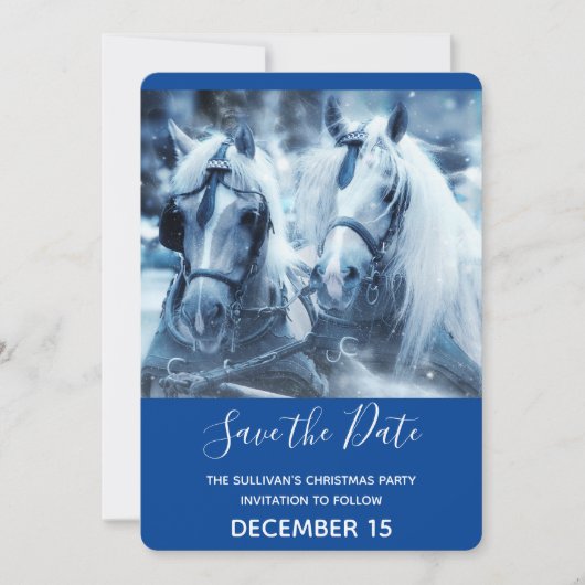 Schönes Pferd Team Winter Foto Weihnachten Save The Date (Vorderseite)
