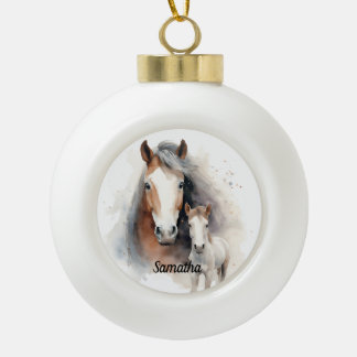 Schönes Pferd und Colt Keramik Kugel-Ornament