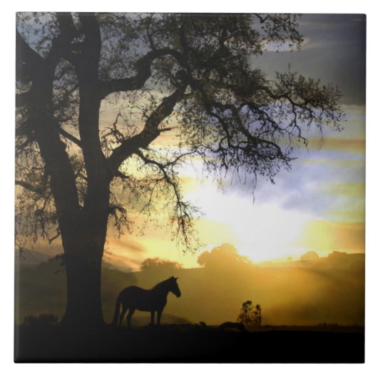 Schönes Pferd und Eiche Kunst, Dichtung und Musik Fliese (Vorderseite)