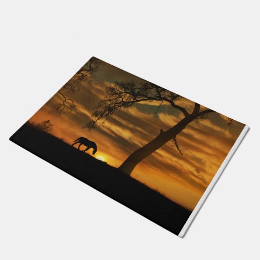 Schönes Pferd- und Eichenbaummatte Fußmatte (Schrägansicht)