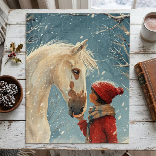 Schönes Pferd-und-Mädchen-Winter-Szene-Puzzle Puzzle