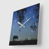 Schönes Pferd und Mond Quadratische Wanduhr (Winkel)