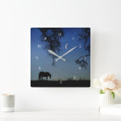 Schönes Pferd und Mond Quadratische Wanduhr (Zuhause)