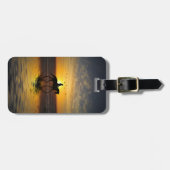 Schönes Pferd und Reiter am Strand Gepäckanhänger (Vorderseite horizontal)