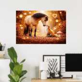 Schönes Pferd und Rotfuchs Fantasy-Kinderzimmer-Ku Poster (Heimbüro)