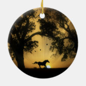 Schönes Pferd und Sonnenaufgang Keramik Ornament (Hinten)