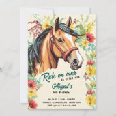 Schönes Pferd und Wildblume Geburtstagsparty Einladung (Vorderseite)