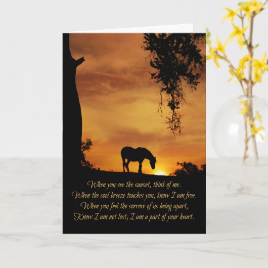 Schönes PferdeBeileids-Angelegenheiten-Gedicht Karte (Gelbe Blume)