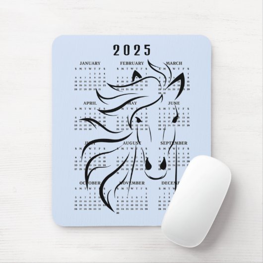 Schönes Pferdedesign 2025 Kalender Mousepad (Mit Mouse)