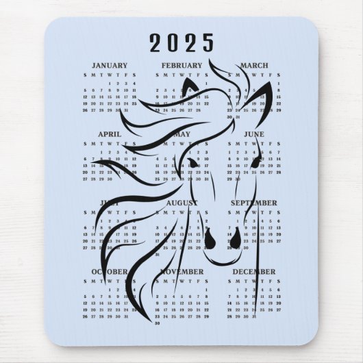 Schönes Pferdedesign 2025 Kalender Mousepad (Vorne)