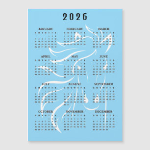 Schönes Pferdedesign 2026 Kalender Magnetkarte