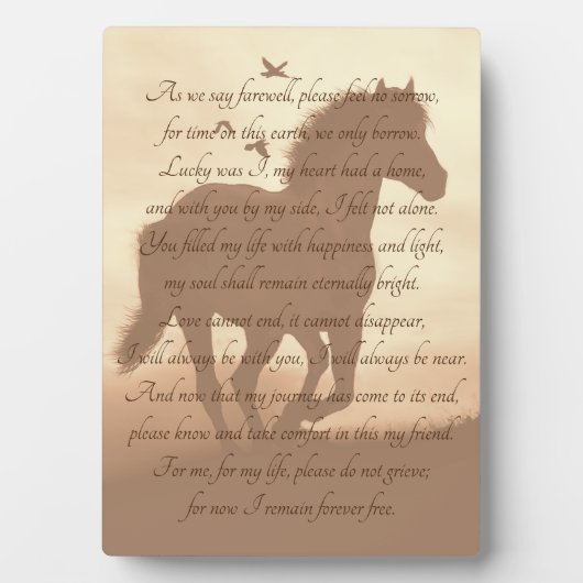 Schönes Pferdegedicht Fotoplatte (Vorderseite)