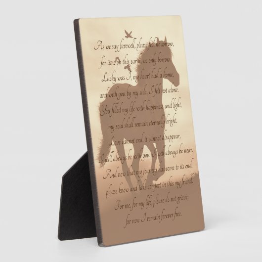 Schönes Pferdegedicht Fotoplatte (Seite)