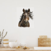 Schönes Pferdeschlittenportrait Farbe der Hand Poster (Küche)
