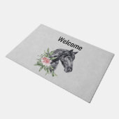 Schönes Pferdeschlittenportrait Wasserfarbe Fußmatte (Schrägansicht)