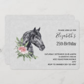 Schönes Pferdeschlittenportrait Wasserfarbe Geburt Einladung (Vorne/Hinten)