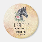 Schönes Pferdeschlittenportrait Wasserfarbe Geburt Magnet (Vorne)