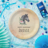 Schönes Pferdeschlittenportrait Wasserfarbe Geburt Pappteller (Party)