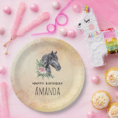 Schönes Pferdeschlittenportrait Wasserfarbe Geburt Pappteller (Party)