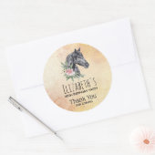 Schönes Pferdeschlittenportrait Wasserfarbe Geburt Runder Aufkleber (Umschlag)