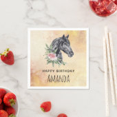 Schönes Pferdeschlittenportrait Wasserfarbe Geburt Serviette (Beispiel)