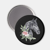 Schönes Pferdeschlittenportrait Wasserfarbe Magnet (Vorderseite/Rückseite)