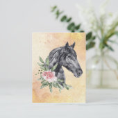 Schönes Pferdeschlittenportrait Wasserfarbe Postkarte (Stehend Vorderseite)