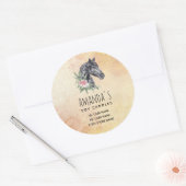 Schönes Pferdeschlittenportrait Wasserfarbe Runder Aufkleber (Umschlag)