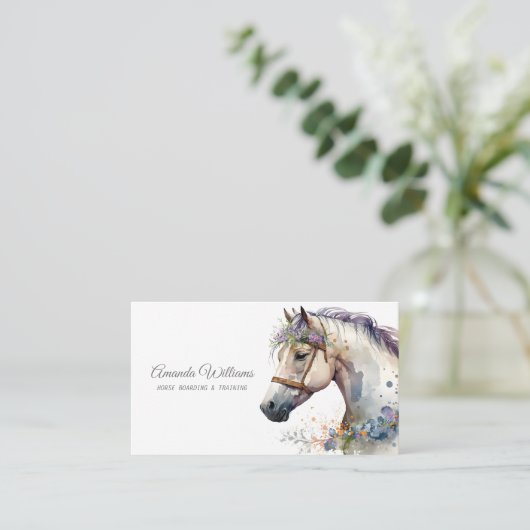 Schönes Pferdeschlittenportrait Wasserfarbe Visitenkarte (Stehend Vorderseite)