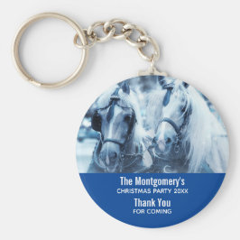 Schönes Pferdeteam Winterfahrt Foto Party Schlüsselanhänger